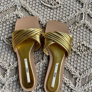 Zara gold metallic sandals